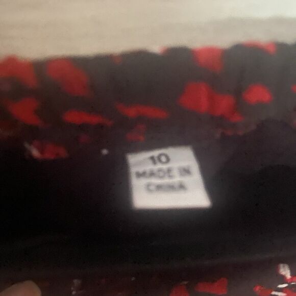 Vtg 80s STUDIO I Skirt Set Suit Short Sleeves Ruffled A-Line Womens 10 Red Black - Picture 4 of 16